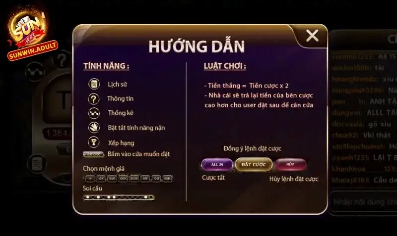 Tài xỉu Sunwin 2 Xét về cơ bản tài xỉu Sunwin vẫn duy trì theo luật chơi truyền thống. Trước khi bắt đầu xuống tiền đặt cược, bạn cần nắm rõ một số quy định như sau: